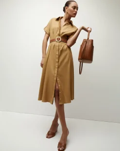Adavi Khaki Linen Shirt Dress>Veronica Beard Hot