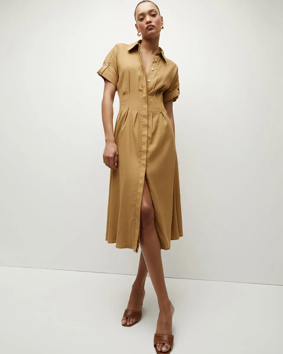 Adavi Khaki Linen Shirt Dress>Veronica Beard Hot