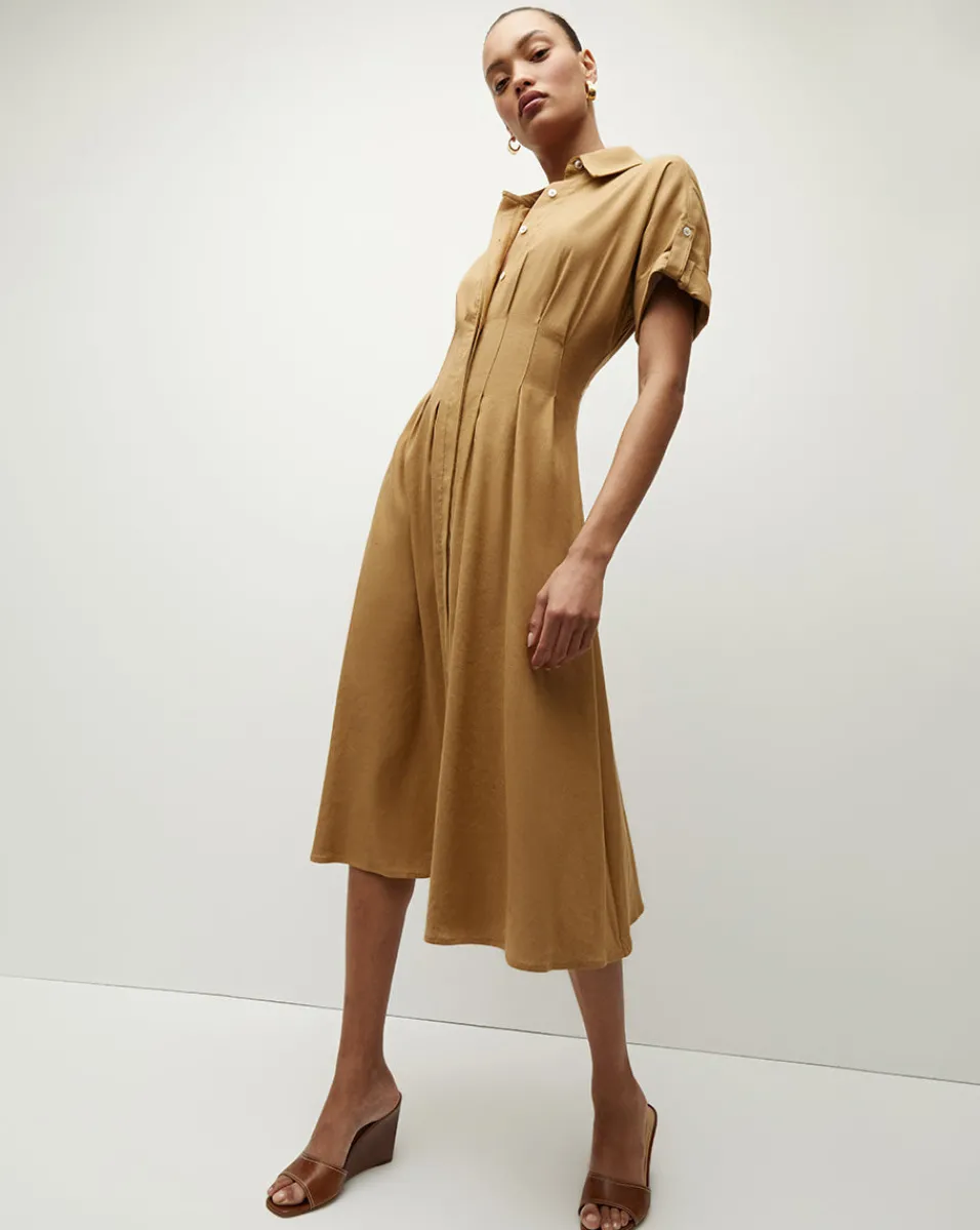 Adavi Khaki Linen Shirt Dress>Veronica Beard Hot