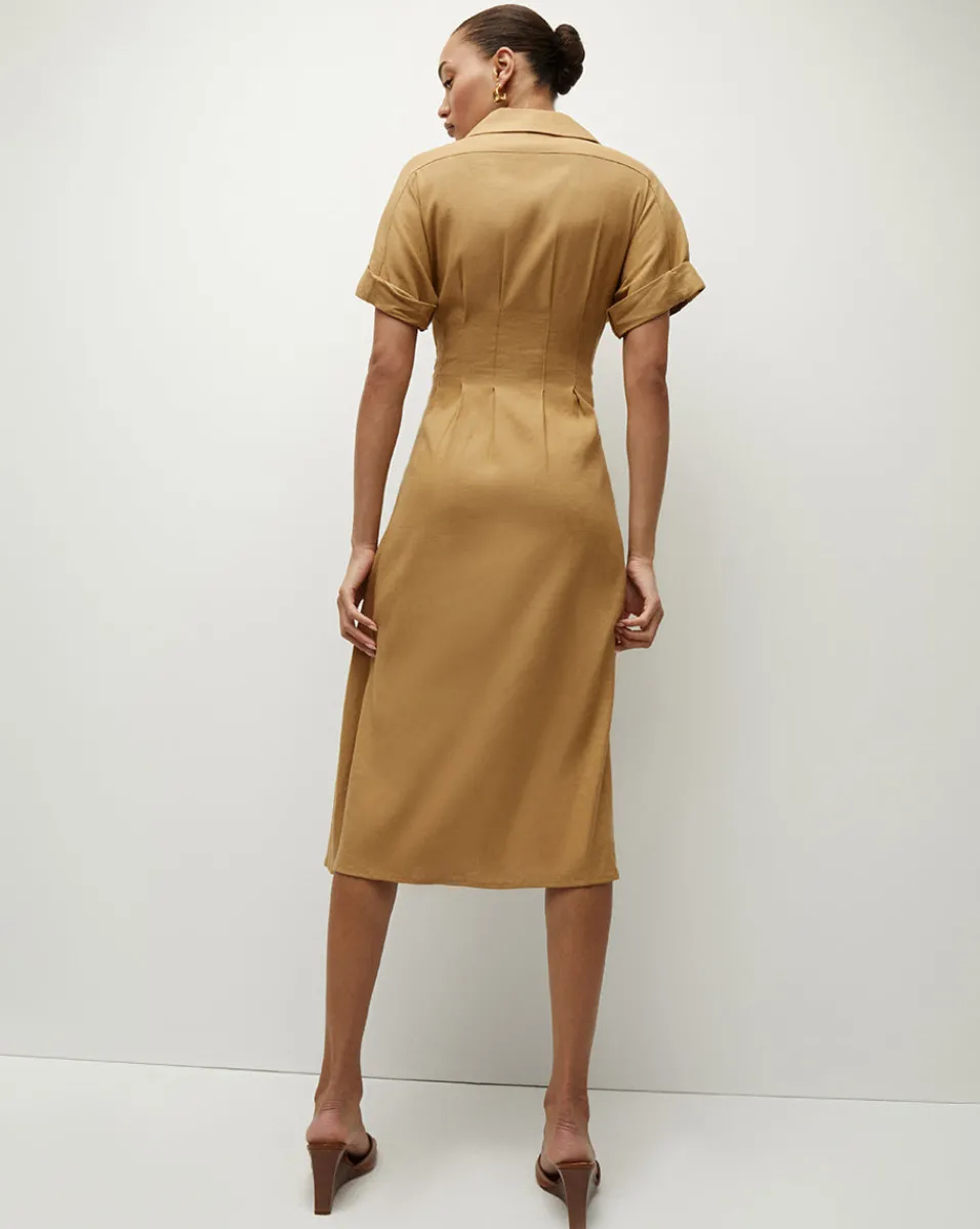 Adavi Khaki Linen Shirt Dress>Veronica Beard Hot