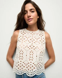 Adelyn Cotton Eyelet Tank in>Veronica Beard New