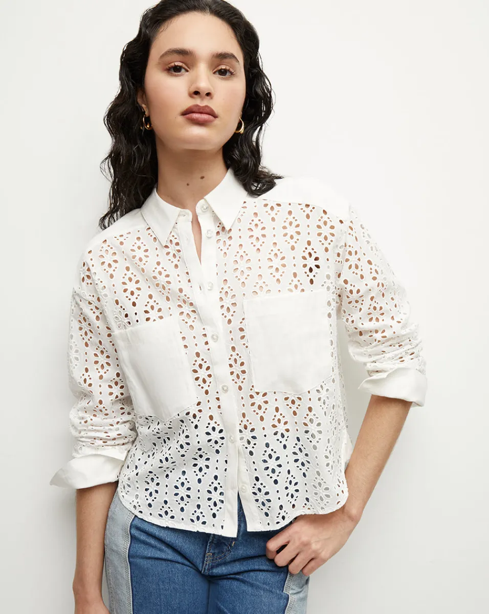 Aderes Cotton Eyelet Shirt in>Veronica Beard Clearance