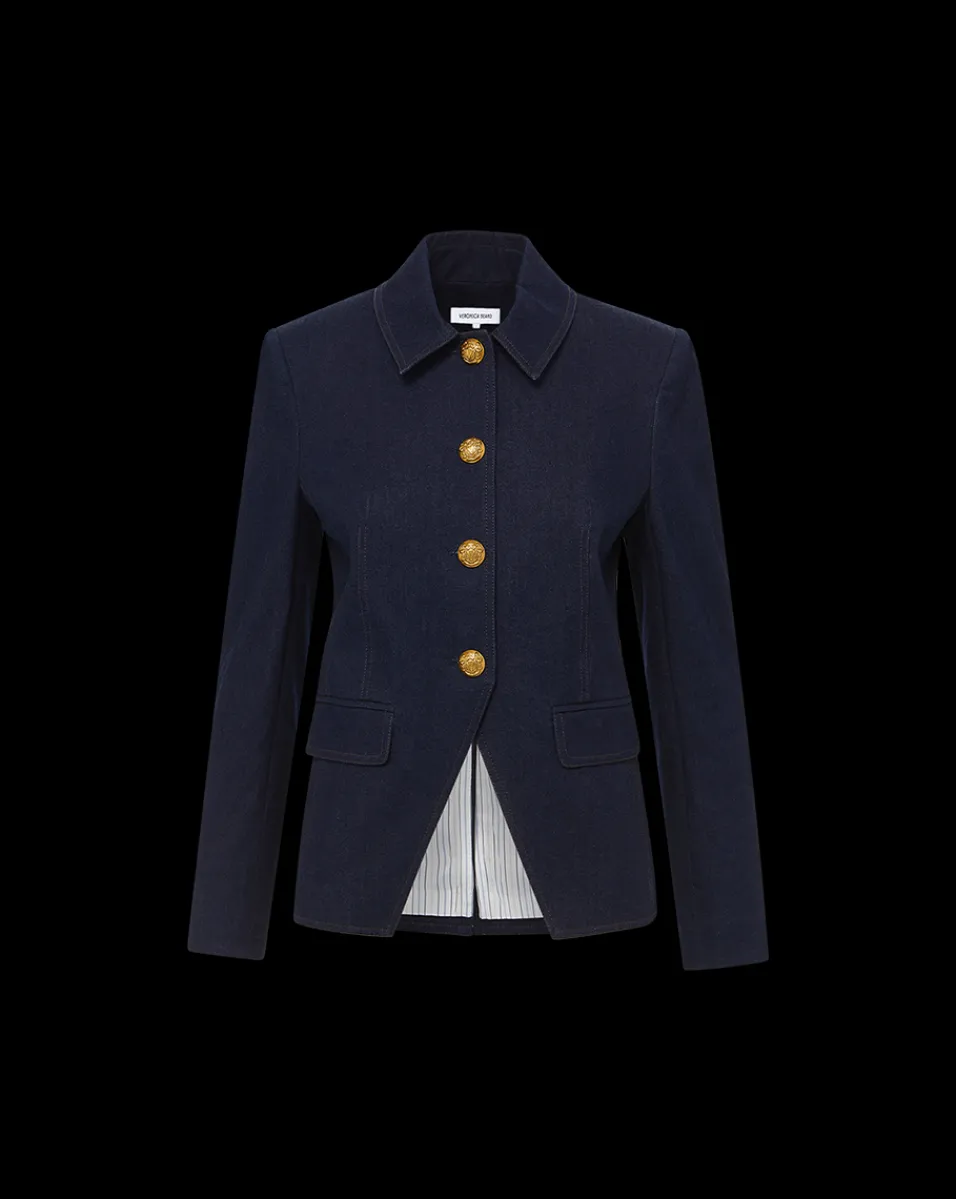 Aire Denim Dickey Jacket in Dark Wash>Veronica Beard Online