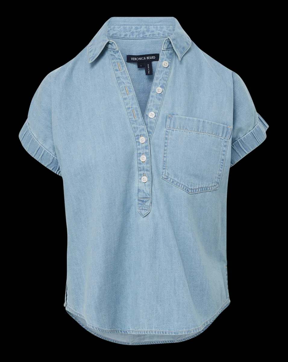 Almera Chambray Button-Down Top in>Veronica Beard Best