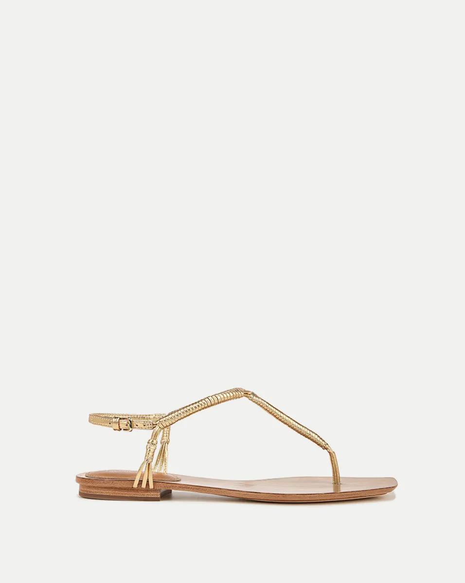 Amelia Metallic T-Strap Sandal>Veronica Beard
