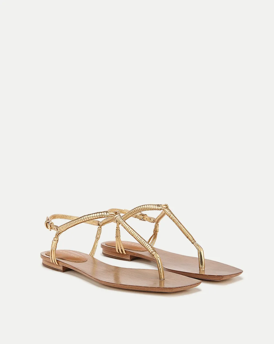 Amelia Metallic T-Strap Sandal>Veronica Beard