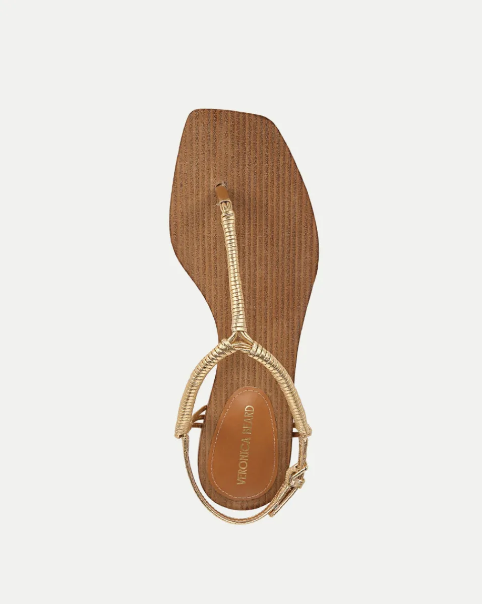 Amelia Metallic T-Strap Sandal>Veronica Beard