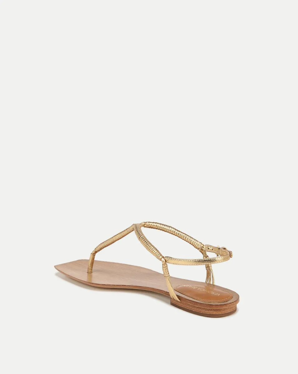 Amelia Metallic T-Strap Sandal>Veronica Beard
