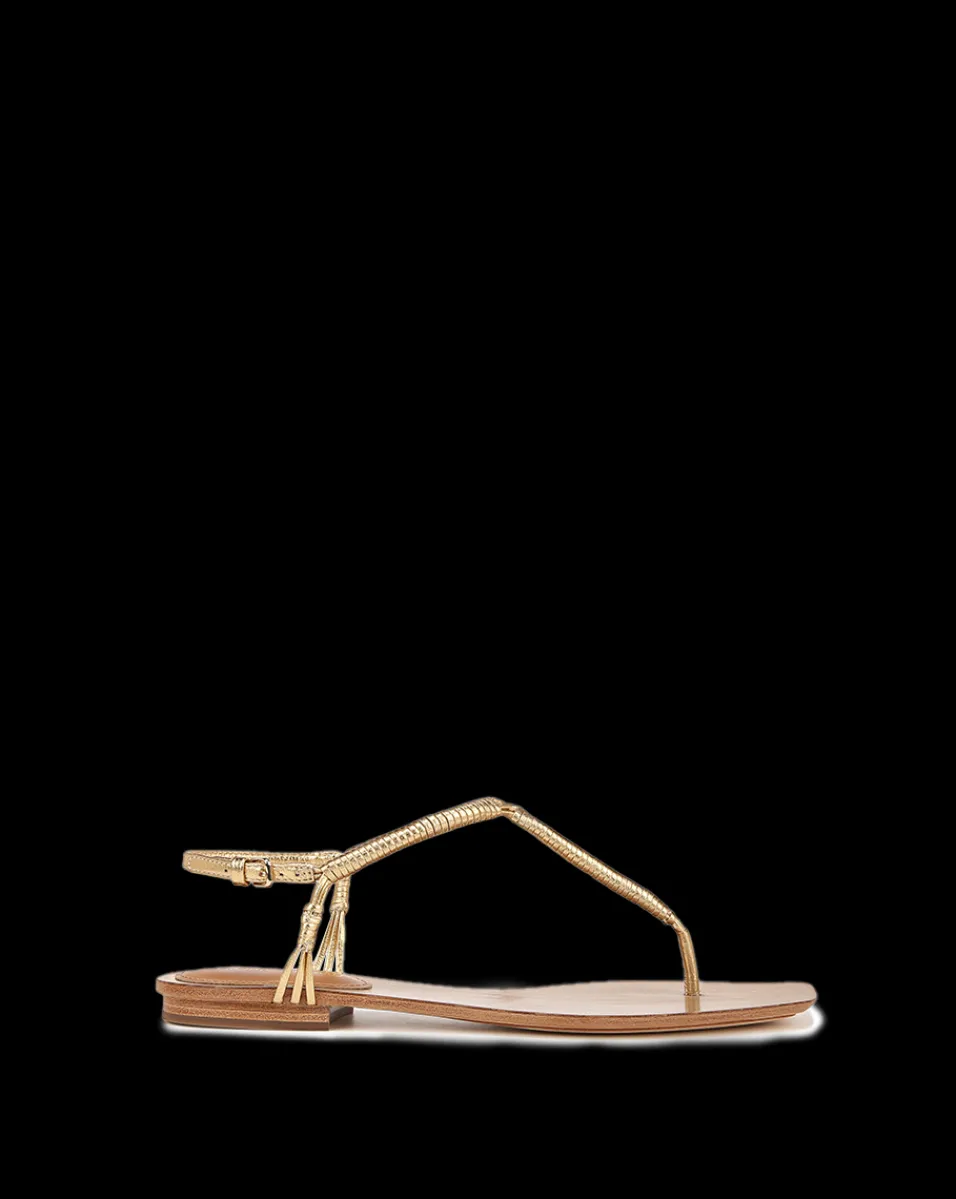 Amelia Metallic T-Strap Sandal>Veronica Beard