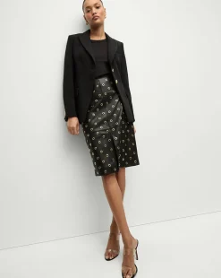 Anderson Leather Grommet Skirt in Black>Veronica Beard Discount