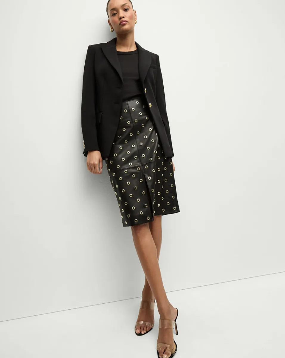 Anderson Leather Grommet Skirt in Black>Veronica Beard Discount