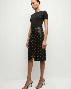 Anderson Leather Grommet Skirt in Black><noscript><img width=
