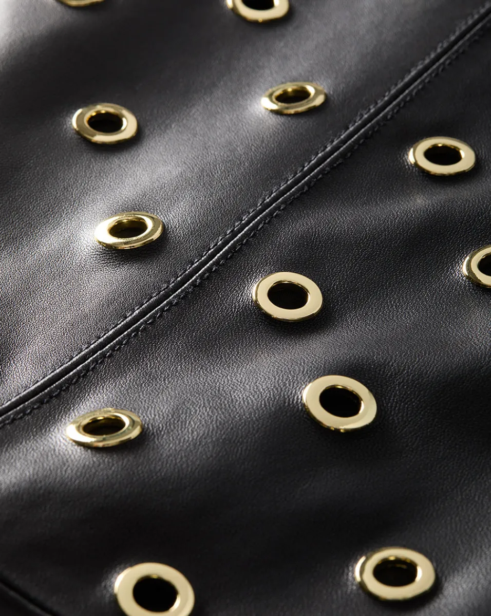 Anderson Leather Grommet Skirt in Black>Veronica Beard Discount