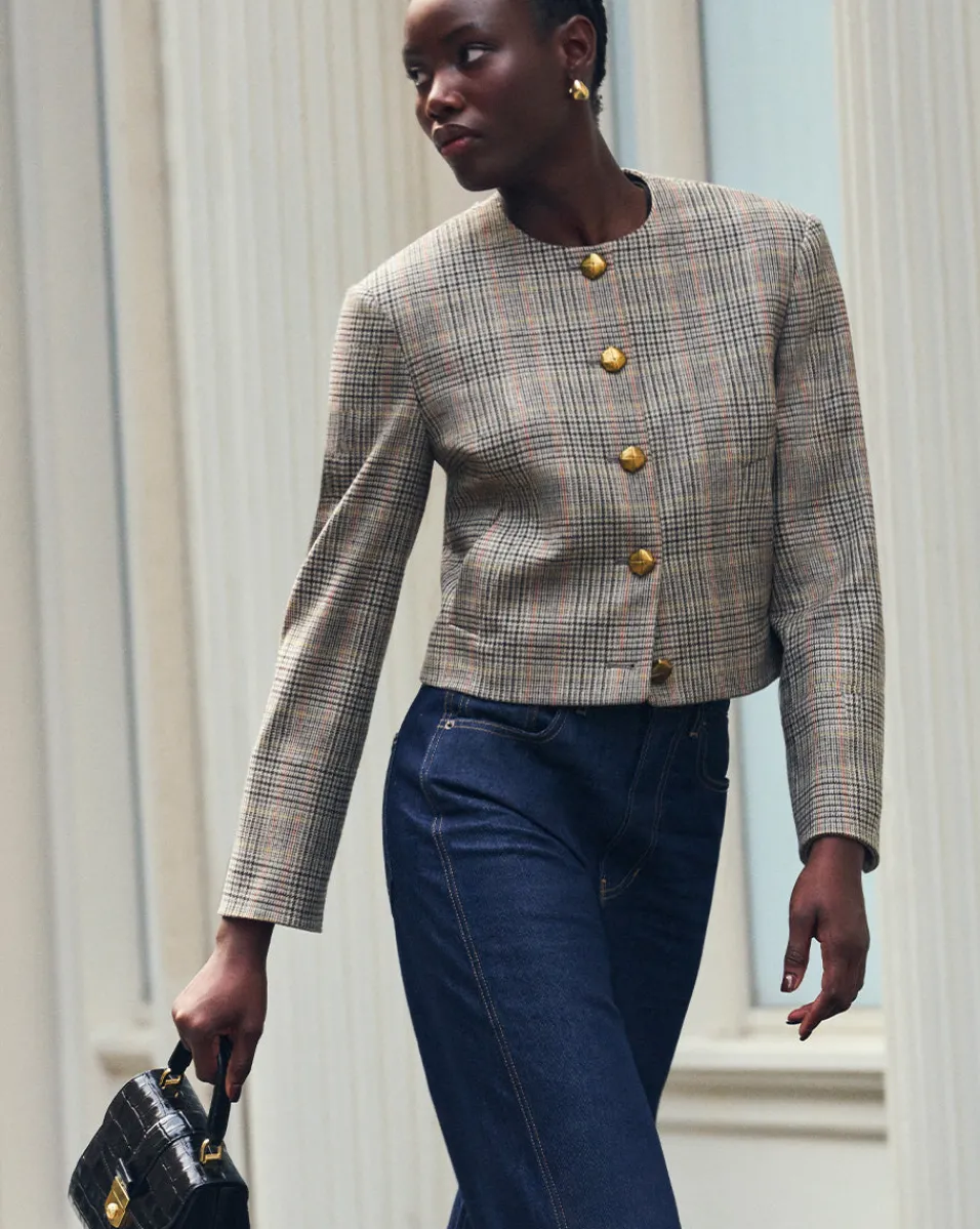 Andrea Plaid Jacket in Russet Multi>Veronica Beard Clearance