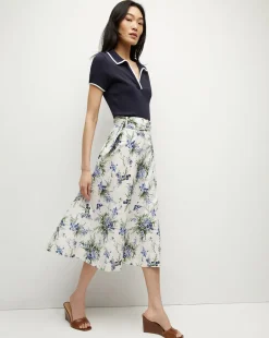 Arwen Cotton Skirt in Off-White Multi>Veronica Beard Hot