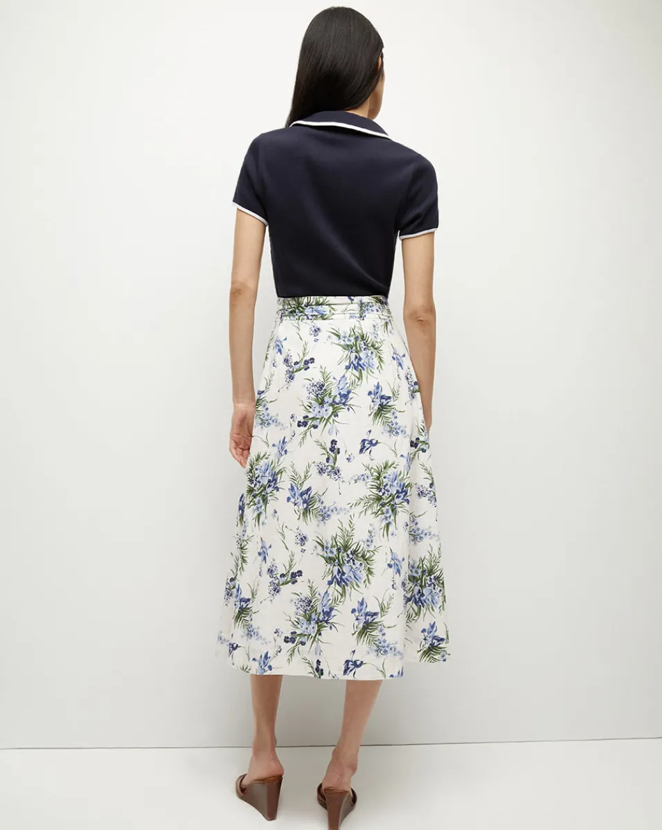 Arwen Cotton Skirt in Off-White Multi>Veronica Beard Hot
