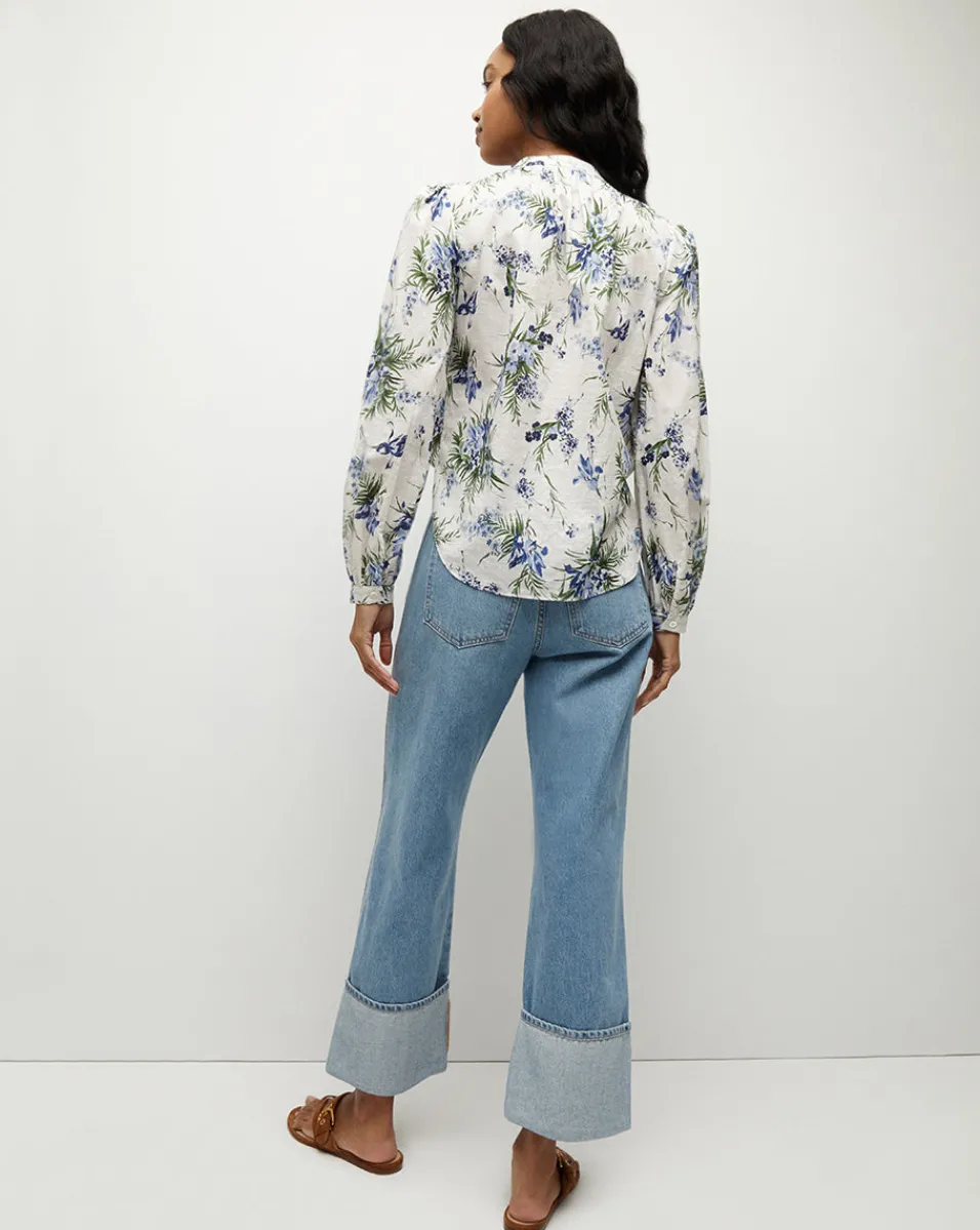 Ashlynn Cotton Top in Off-White Multi>Veronica Beard Discount