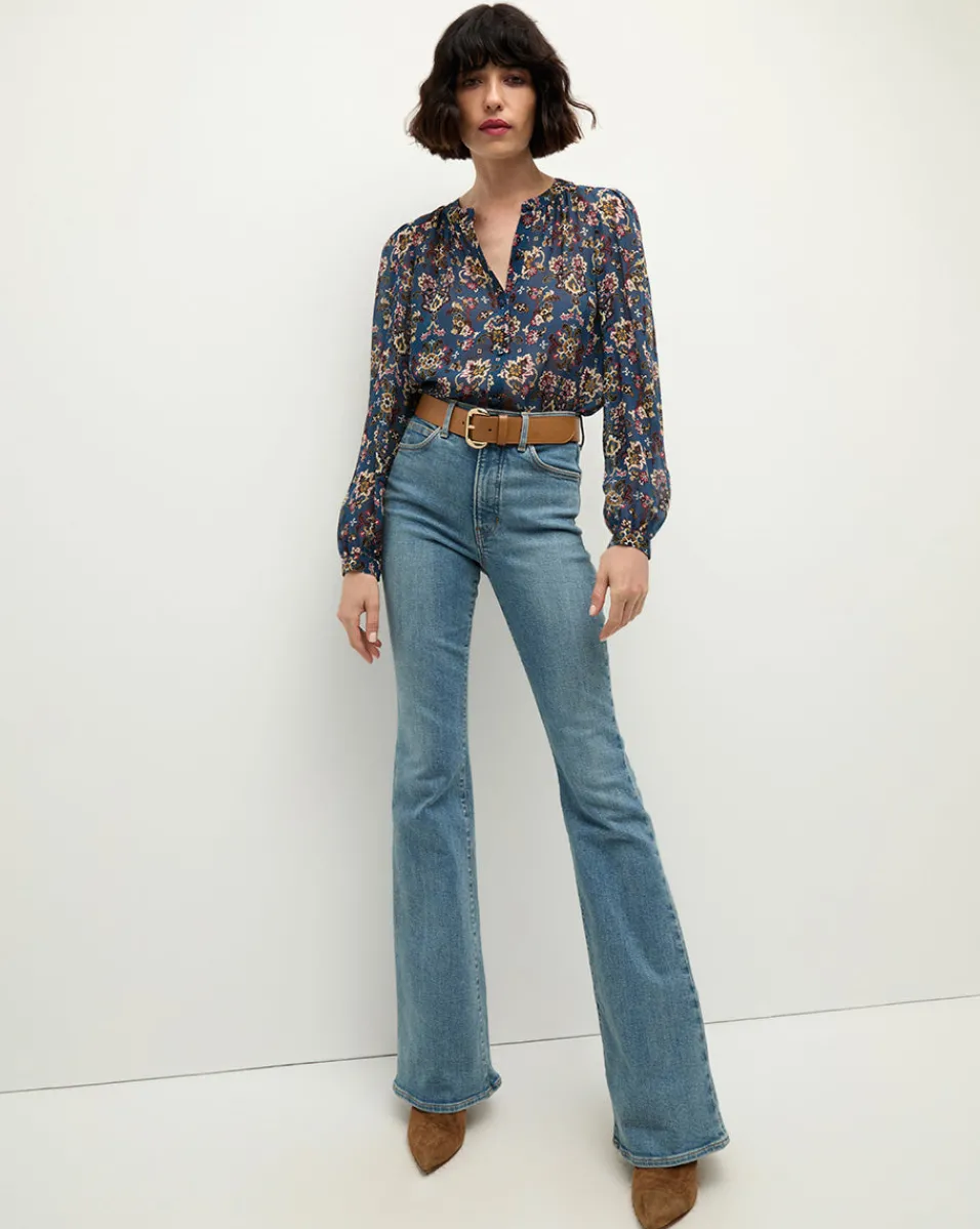 Ashlynn Silk Blouse in Blue Print>Veronica Beard Outlet