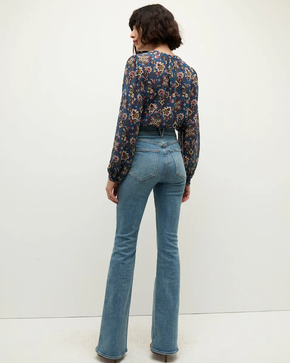 Ashlynn Silk Blouse in Blue Print>Veronica Beard Outlet