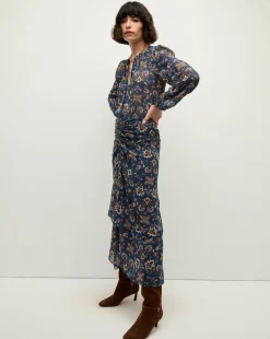 Ashlynn Silk Blouse in Blue Print><noscript><img width=