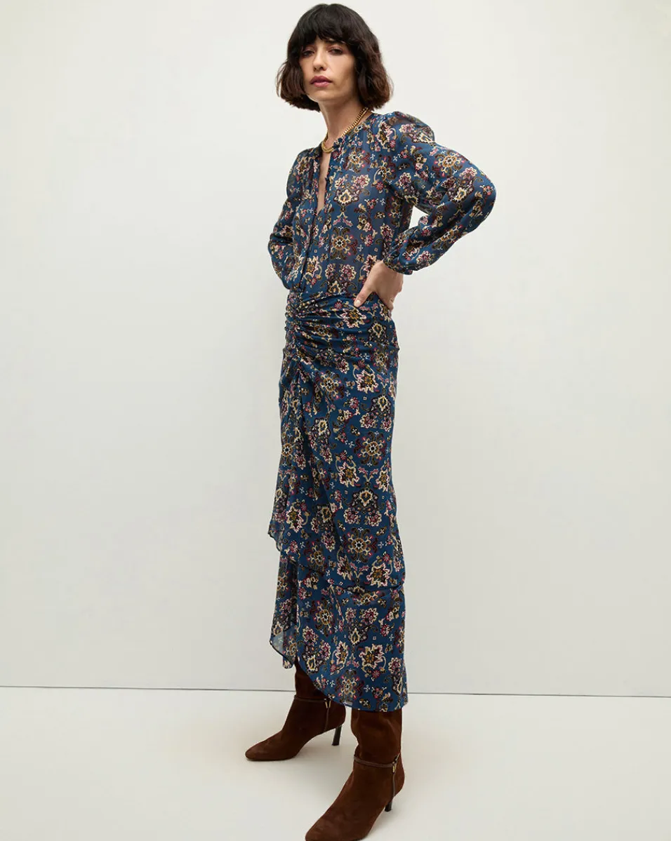 Ashlynn Silk Blouse in Blue Print>Veronica Beard Outlet