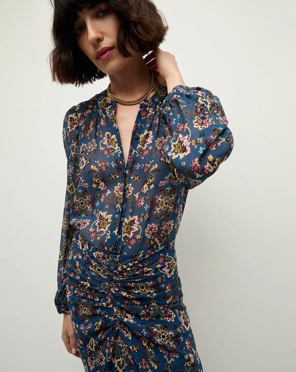 Ashlynn Silk Blouse in Blue Print>Veronica Beard Outlet