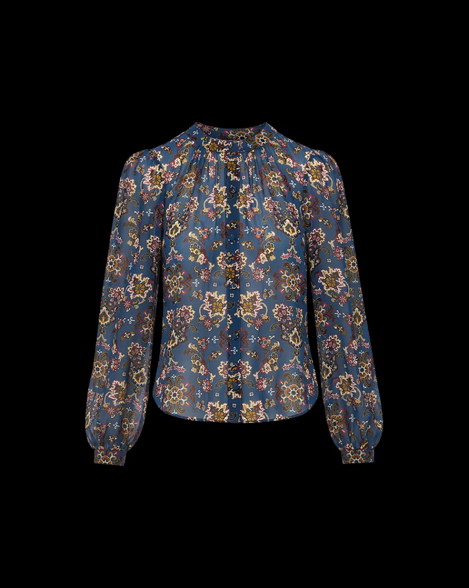 Ashlynn Silk Blouse in Blue Print>Veronica Beard Outlet
