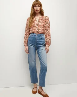 Ashlynn Silk Top in Deep Ochre Multi>Veronica Beard Clearance