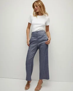 Aubrie Linen Pant in Blue Melange>Veronica Beard Hot