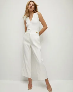 Aubrie Women's Linen Cropped Pant in>Veronica Beard