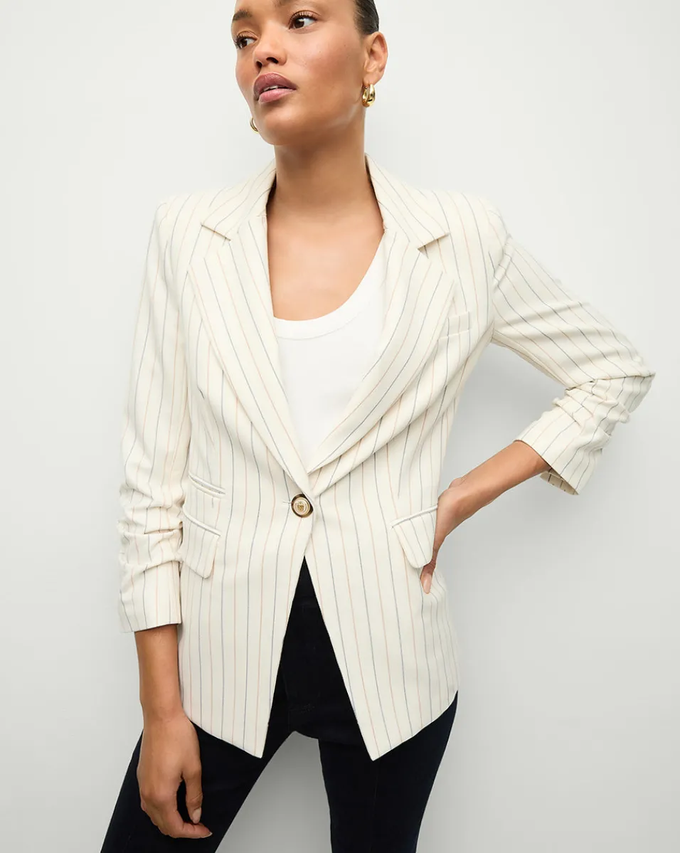 Battista Pinstriped Dickey Jacket in Dove Multi>Veronica Beard Sale