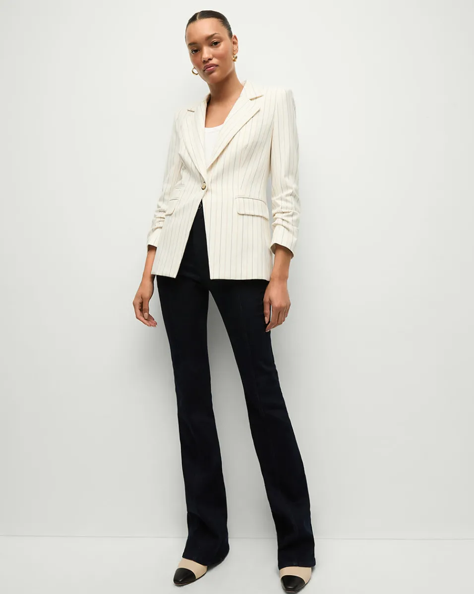Battista Pinstriped Dickey Jacket in Dove Multi>Veronica Beard Sale