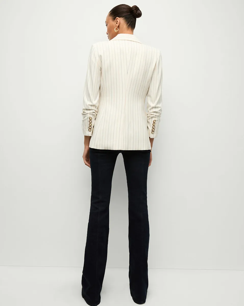 Battista Pinstriped Dickey Jacket in Dove Multi>Veronica Beard Sale