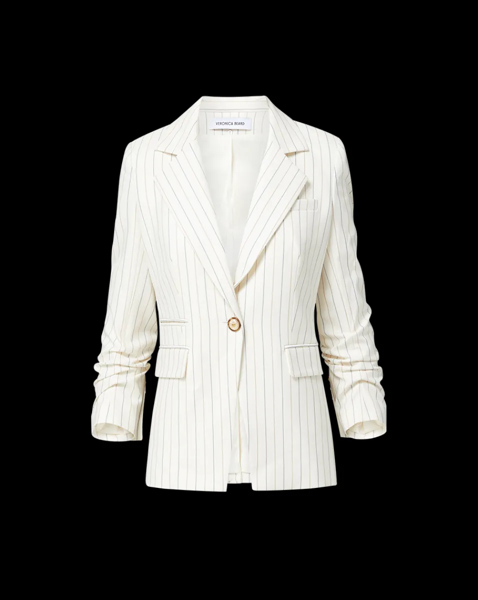 Battista Pinstriped Dickey Jacket in Dove Multi>Veronica Beard Sale