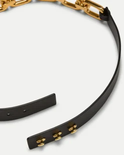 Beatrice Leather Belt in Black & Gold><noscript><img width=