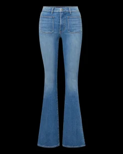 Beverly Patch-Pocket Skinny-Flare Jean in Seawater Stone><noscript><img width=