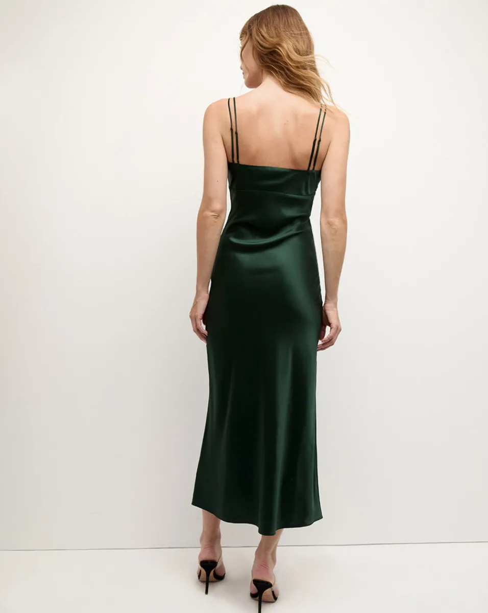Bixie Stretch-Silk Slip Midi Dress in Emerald Green>Veronica Beard Best