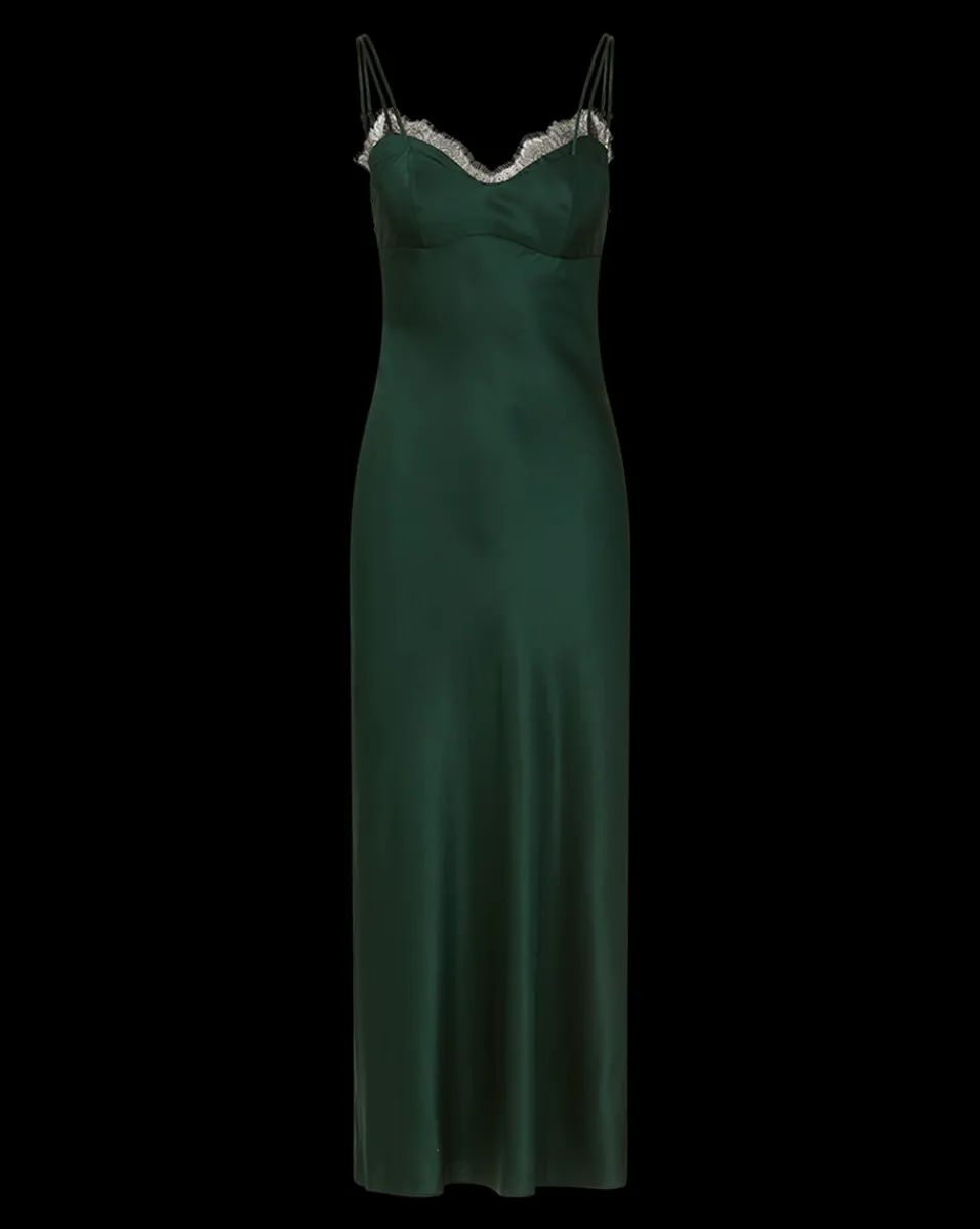 Bixie Stretch-Silk Slip Midi Dress in Emerald Green>Veronica Beard Best