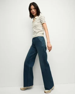 Brandt Striped Cashmere Polo in Ivory/Heather Grey><noscript><img width=