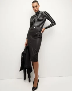 Breves Midi Skirt Coated in Black High Gloss>Veronica Beard Clearance