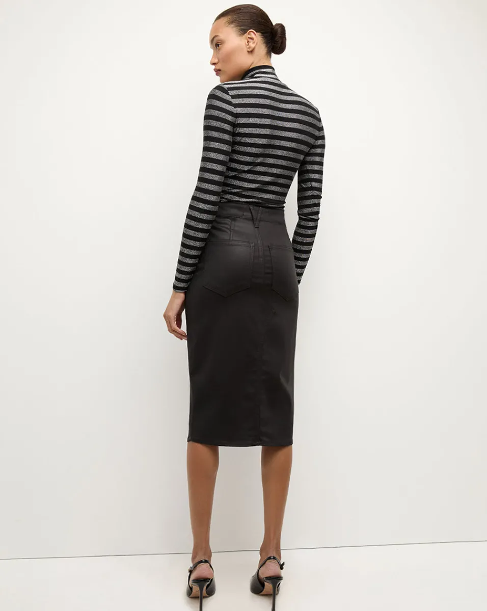 Breves Midi Skirt Coated in Black High Gloss>Veronica Beard Clearance