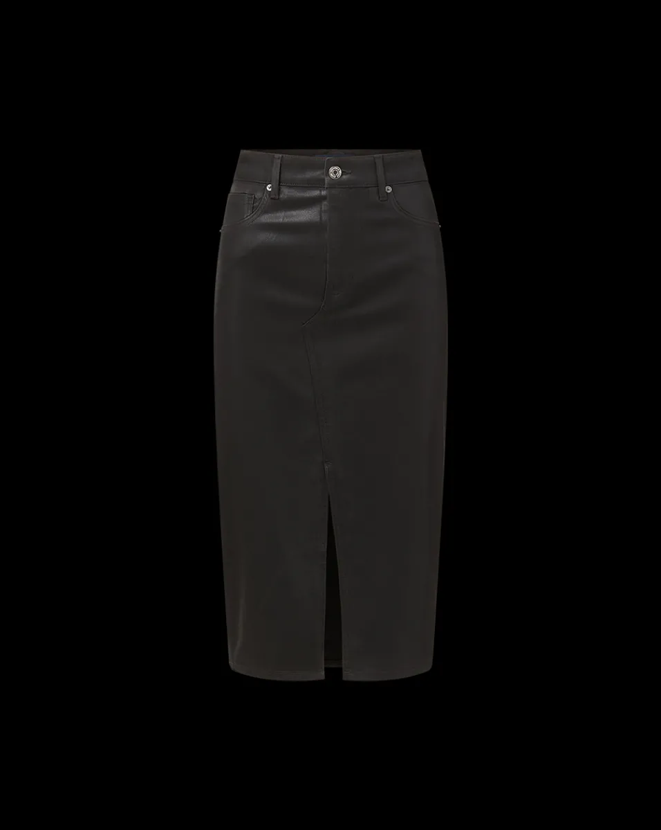Breves Midi Skirt Coated in Black High Gloss>Veronica Beard Clearance
