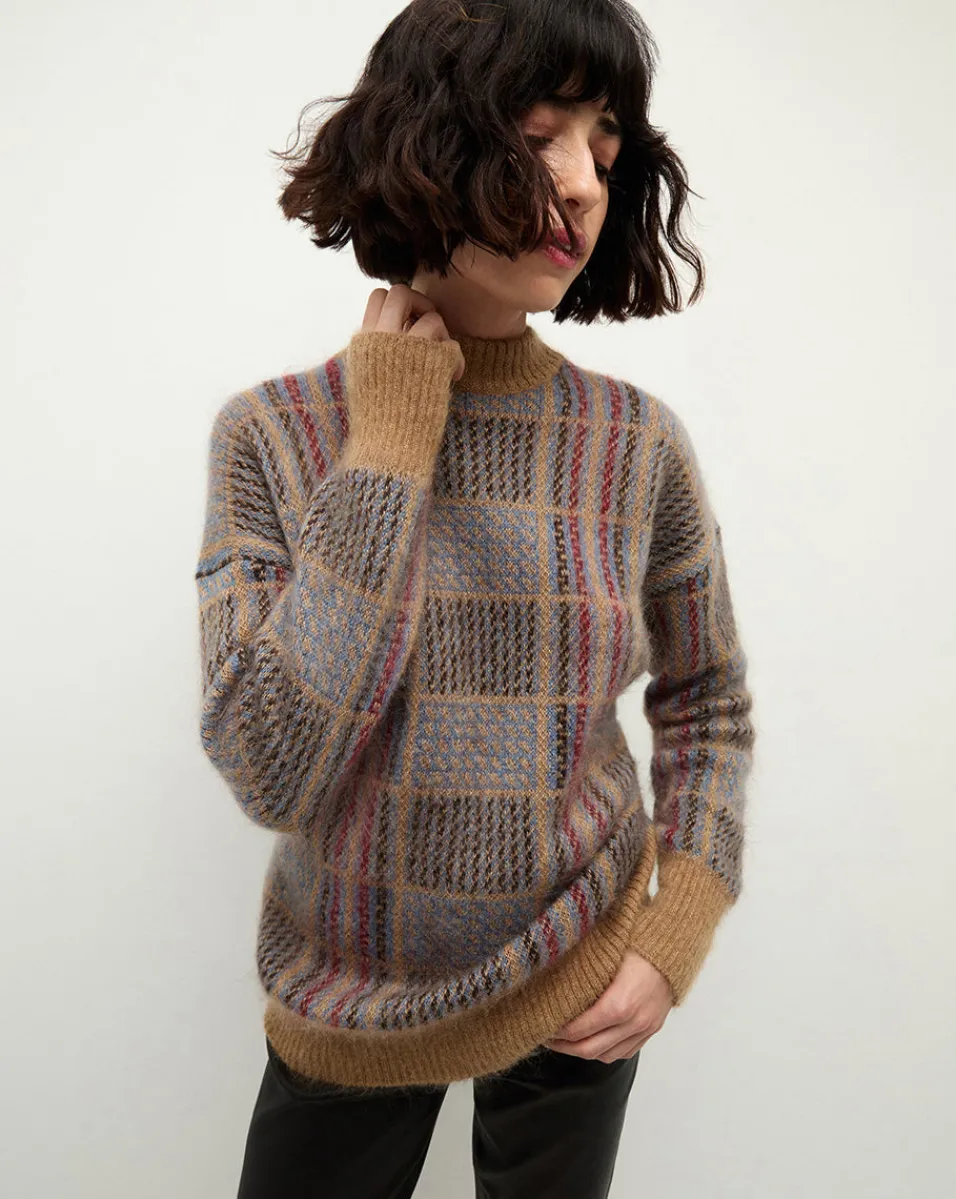 Bristol Plaid Sweater in Russet>Veronica Beard Sale