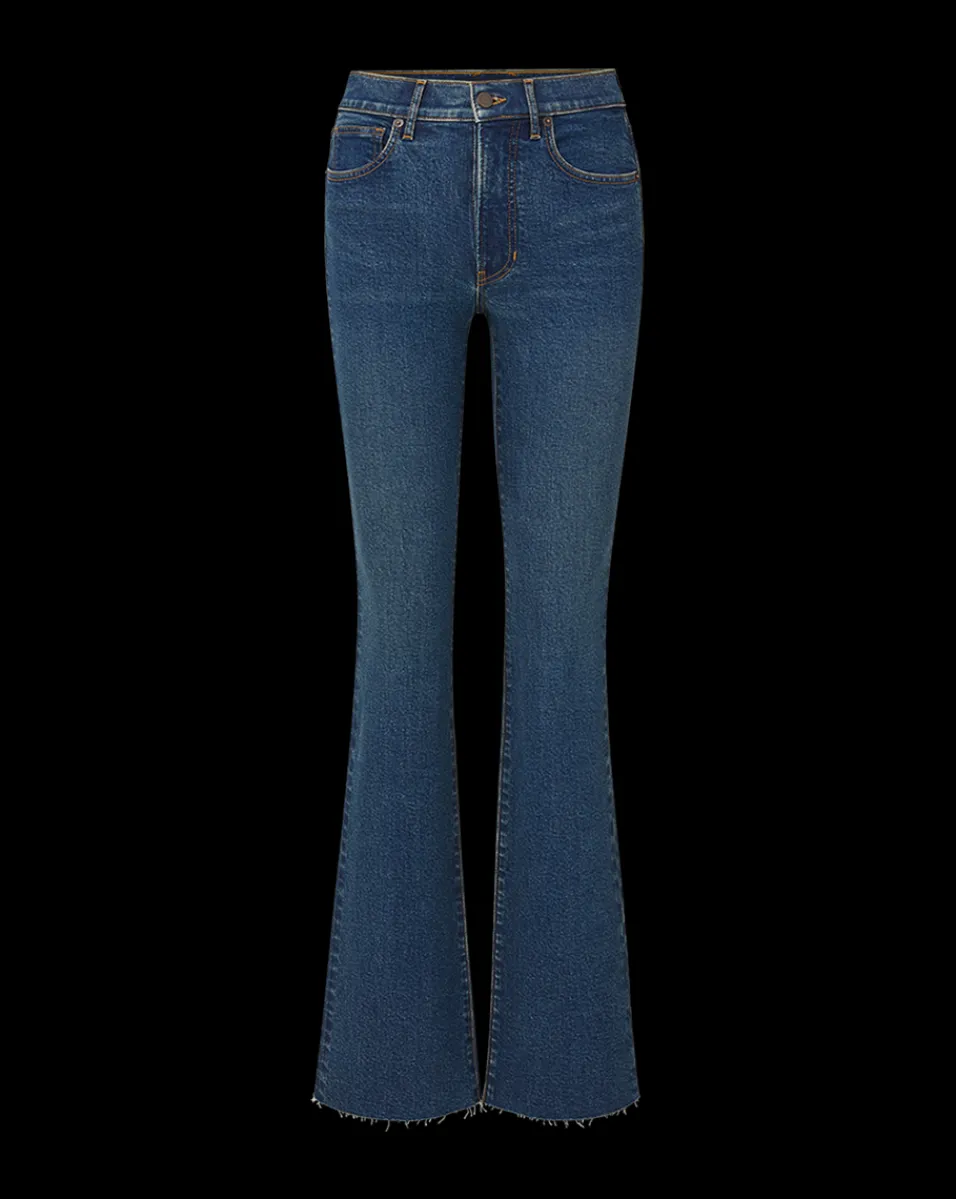 Cameron Bootcut Jean with Raw Hem in Dark Blue Denim>Veronica Beard New