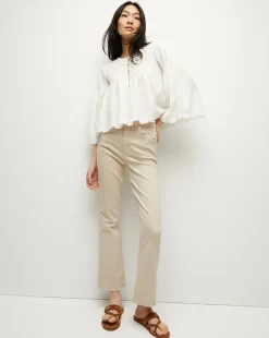 Carolina Khaki High-Rise Crop-Flare Jean>Veronica Beard Outlet