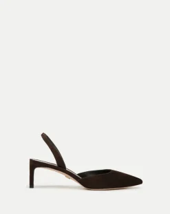 Caroline Suede Slingback Pump in Dark Brown>Veronica Beard Outlet