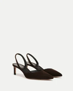 Caroline Suede Slingback Pump in Dark Brown>Veronica Beard Outlet