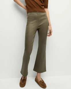 Carson Coated Off-Duty Kick-Flare Jean in Army High Gloss>Veronica Beard New