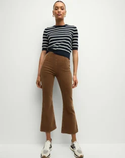 Carson Corduroy Kick-Flare Jeans in Brown>Veronica Beard Discount