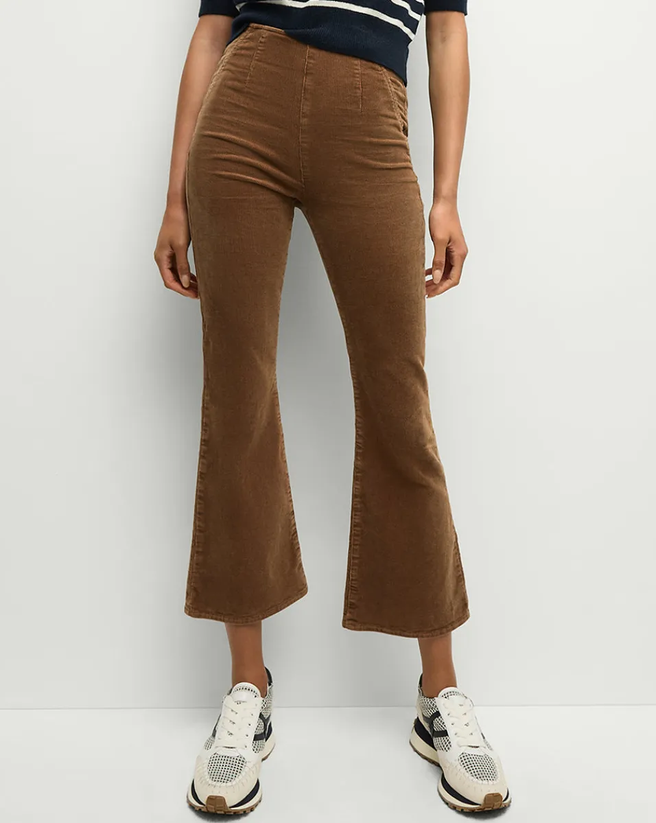 Carson Corduroy Kick-Flare Jeans in Brown>Veronica Beard Discount